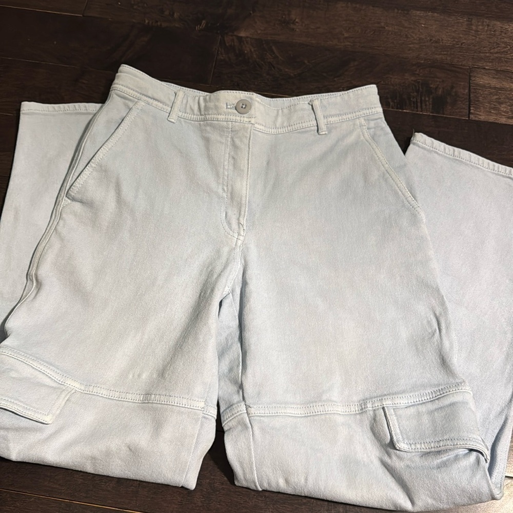 Aritzia Pants Women Wilfred Free Maeve Cargo Straight Leg In Light Blue 4